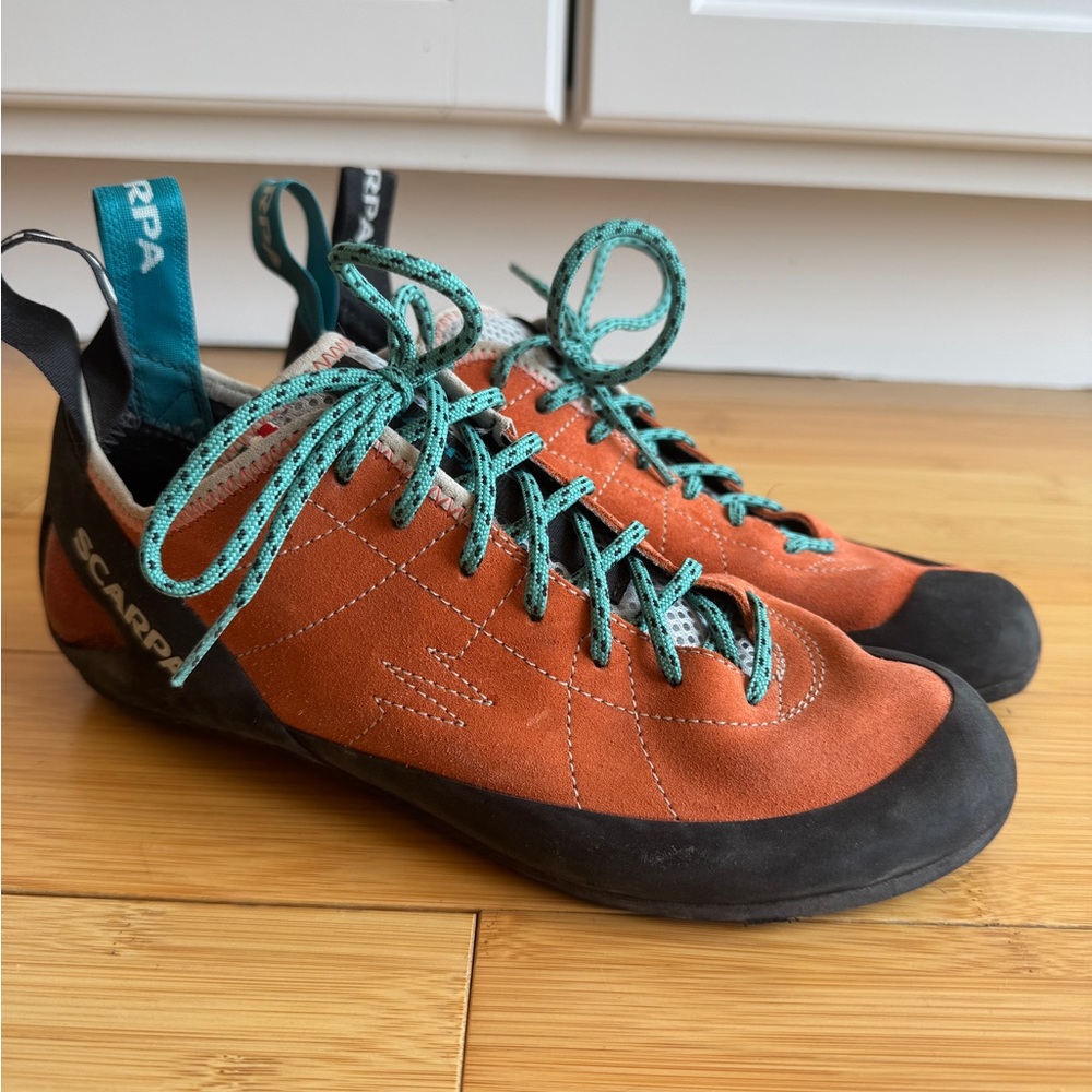Scarpa Orange & Teal Climbing Shoes